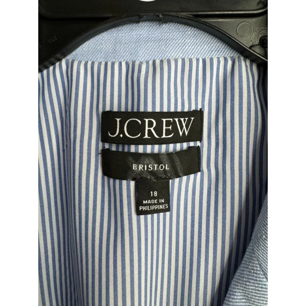 J. Crew Women's Blue Stretch Linen Blend Long Sleeve Bristol Blazer Size 18